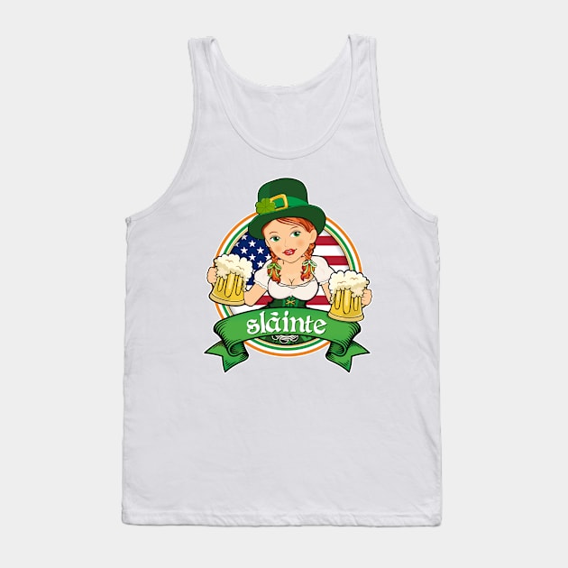 Irish Redhead Beer Maid American Flag Tank Top by zeno27